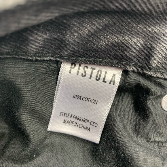 PISTOLA Black Distressed High Rise Straight Leg Charlie Jeans Sz 24 - Picture 6 of 9